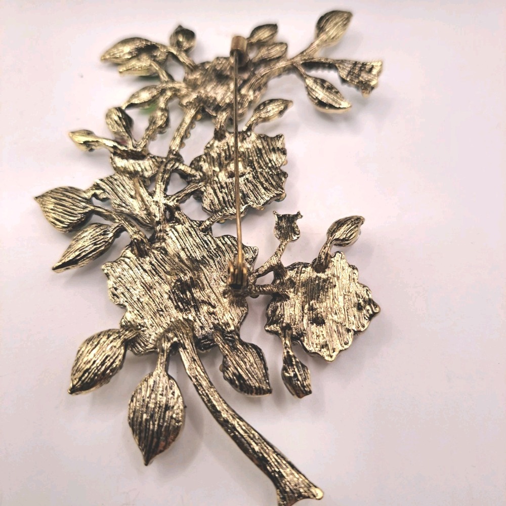 Metal Gallery Floral Colorful Rhinestone Brooch Pin - Picture 4 of 5